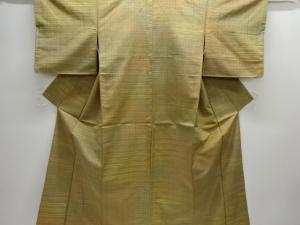 アンティーク　格子織り出し手織り紬着物